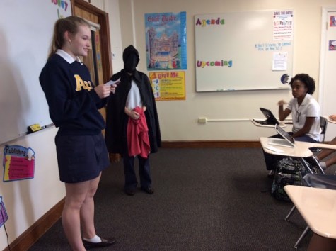 Sophomore, Kendall Bulleit, is "victimized" by the Grimm Reaper and reads her story to her friends.