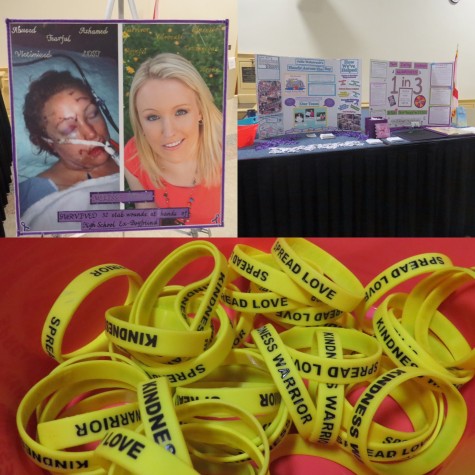 Posters were set up alongside Dohme to help document her personal experience, and trinkets such as wristbands were passed out to promote awareness.