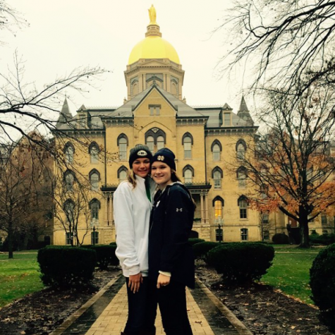 Academy seniors, Camille Opp and Kendall Bulleit, visit Notre Dame University. Bulleit claims that she “looks forward to talking to the Notre Dame representative when she comes to Tampa to visit AHN.”