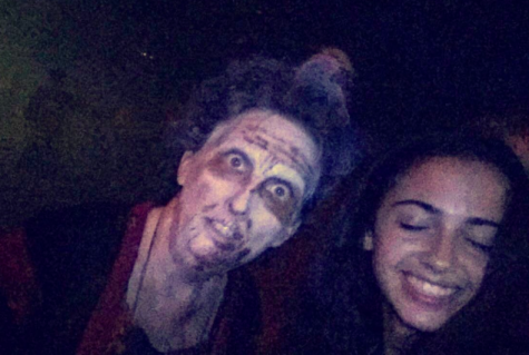 Freshman, Grace Orama, takes a selfie with a zombie from a scare zone and posts it to her snapchat story. Orama states, “This zombie was one of the only friendly creatures I encountered at the whole park.”