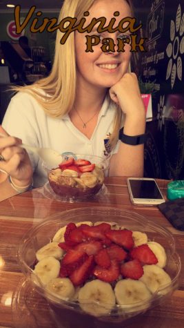 Haley snapchats a picture of friend, Kate, while they enjoy their acai bowls.