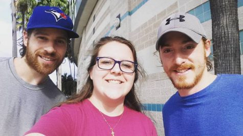 Wiley has met a few of her favorite hockey players including Brayden Coburn, Luke Witkowski, Adam Wilcox, Jonathan Marchessault, Mike Blunden (pictured on the left) and Matt Taormina (pictured on the right). Photo credit: Jenna Wiley (used with permission)