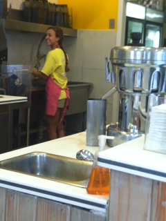Claire Cardillo working hard and washing the dishes.