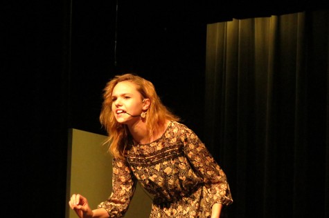 Sydney Sommers in her monologue about being in the schoool play, but being cursed with talking too fast