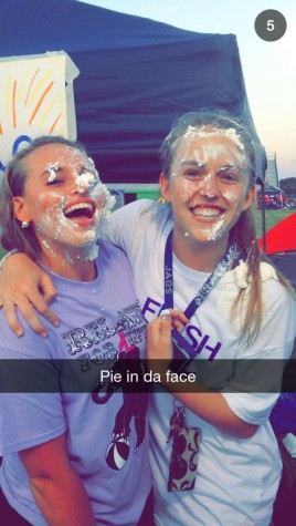 Juniors Audrey Cooper and Karlee Nipper literally 'pied cancer in the face'