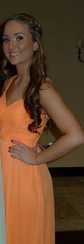 Grace chose the perfect makeup to go with this fabulous orange dress.