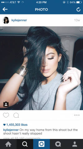 Kylie Jenner poses for a picture taken of her on Instagram