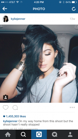 Kylie Jenner poses for a picture taken of her on Instagram 