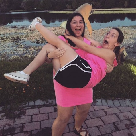Alejandra holding Jeanine at the sleepover!!