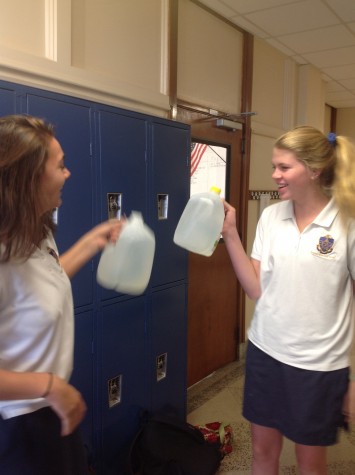 Juniors Lexie Diaz and Megan Przedpelski share,"Drinking a whole gallon of water a day is fun and keeps me cool while also getting rid of some acne!" 