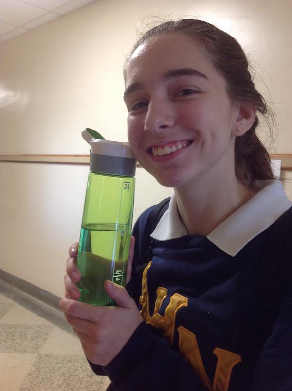 Ally loves her favorite colored bottle