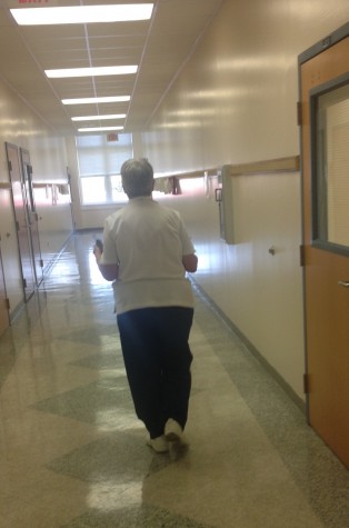Sister Ann walking the halls of the 2nd floor science wing. Photo Credit: Audrey Diaz