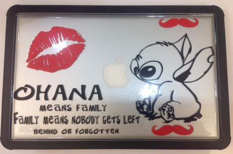 10th grader Nyla Jacobs's laptop illustrates her favorite Disney character, Stitch