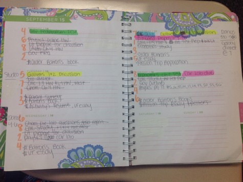 Senior Kelsea Henry school planner helps her stay organized and focus on the tasks she needs to complete. Credit: Jacqueline Brooker 