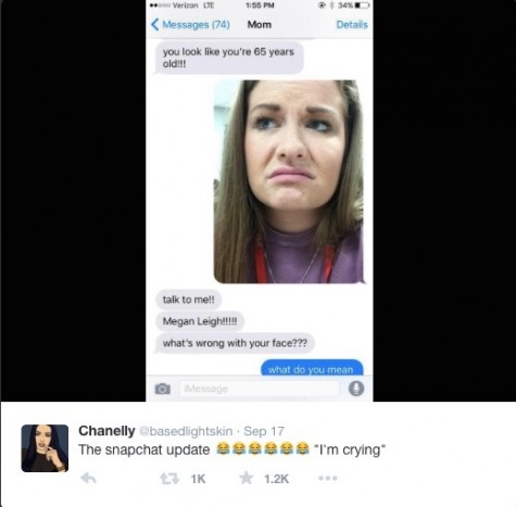 Hilarious Tweet that caught fire on twitter of girl using the update pictures on her mom Credit: Twitter @basedlightskin