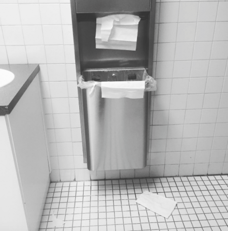 Paper Towels cause mess on ground and around trash bin. 