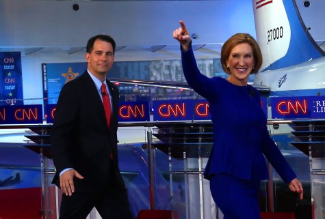 Former candidate Scott Walker and Candidate Carly Fiorina at the GOP debate. 