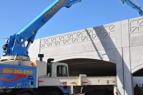 BECK construction uses a cane to help build AHN's future parking garage. PhotoCredit: Riley Gillis 