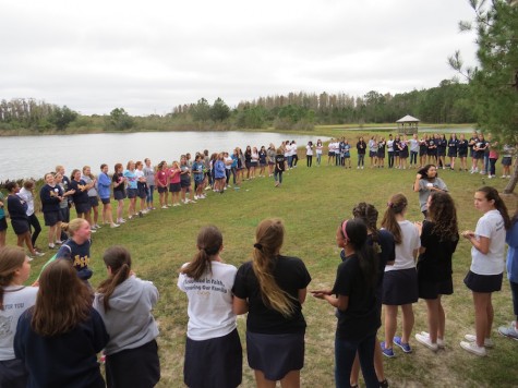 Starting the day off right with some icebreakers lead by seniors Adri Torres, Grace Toups, and Sarah Chowhardi