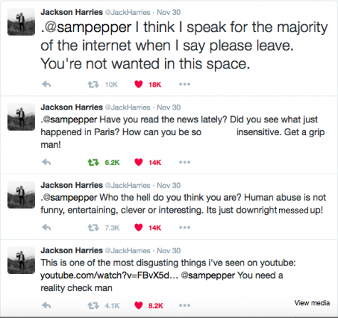 Jackson Harrison took to twitter to voice his opinion on Sam Pepper's video. Credit: Jackson Harries