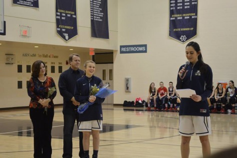 Christina Thompson can't help but smile at Alyssa Muir's speech about how much she will miss her bubbly personality next year