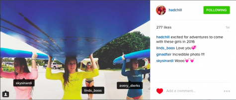 Credit: Hadley Chillura (@hadchill) Senior girls enjoy the nice warm weather over winter break by going surfing at the beach. 