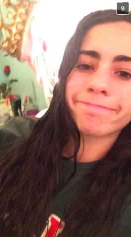 Veronica Sanchez takes a typical selfie for snapchat featuring her beautiful banana smile.