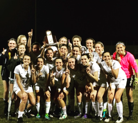 Soccer team celebrates after beating Berkely Prep in the district finals!