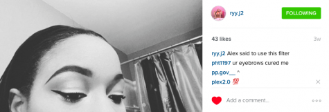 Rylee Johnson posts a picture showing off her on fleek eyebrows after doing her makeup.
