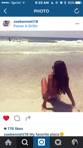 Senior Zoe Bennett enjoys the beach as her long hair flows in the sea breeze. 