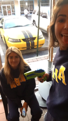 No one ever said anything about Starbucks being off-limits. Senior Isabella Alfonso makes the first kill of the 2016 Water Wars, having targeted Gillian Dunne at the coffee restaurant Monday morning.
