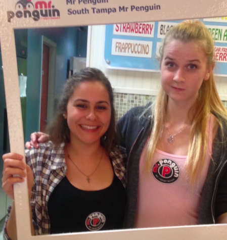 Seniors Mollie Johnson and Valerie Ely both work at Mr. Penguin. 