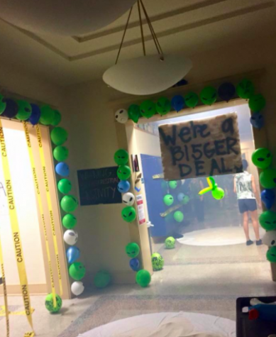 Seniors last year decorated the Junior locker room to match their military theme. Credit: Olivia Diaz (A'15)