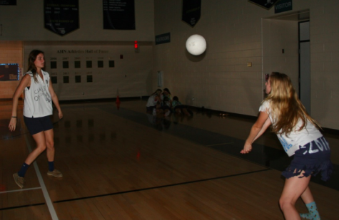 Senior Avery Stanexhexski clamied, "Even though I was sad not to have a bouncy house, I'm glad I got the bittersweet opportunity to play volleyball in the AHN gym one last time." Credit: Melissa LeBlanc