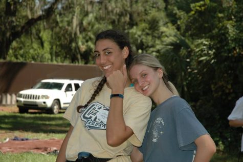 Junior Katherine Hahn (left) was voted the "feet" of her group because she helped the group stay grounded and focus on the task at hand. Photo Credit: Haley Palumbo (used with permission)