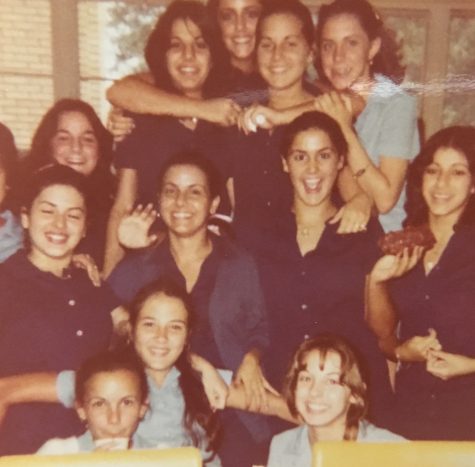 Class of 1982 (including Mrs. Stagg) gathers in their junior lounge.