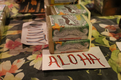 A display of the soap that was being sold at the stand.