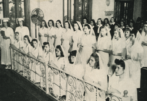 Chapel Ceremony in 1932, where the third floor board room currently is.