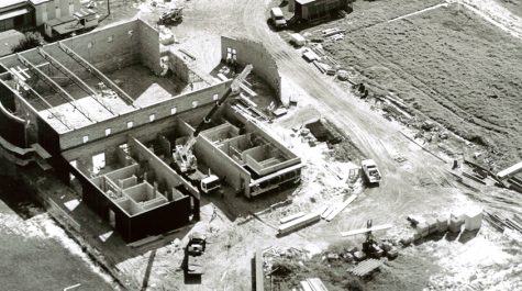 The early stages of the gym construction in 1991. 