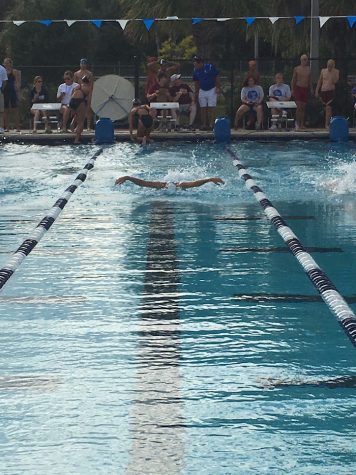 The butterfly stroke is a 100M, which is four laps in the pool.