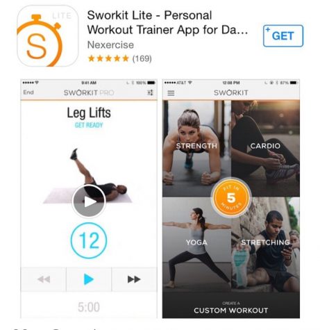 There are apps such as Sworkit to help people either workout at a gym, in the comfort of their home, or even on the go. The free app guides you through workouts if any sort from abs to glutes. Morgan Graff comments “Working out is actually so much fun I think people just have to find their niche.” Photo credit: Maria Cacciatore/ Achona Online