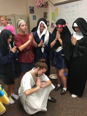 Many students dressed in religious habits to better represent what their saint looked like.